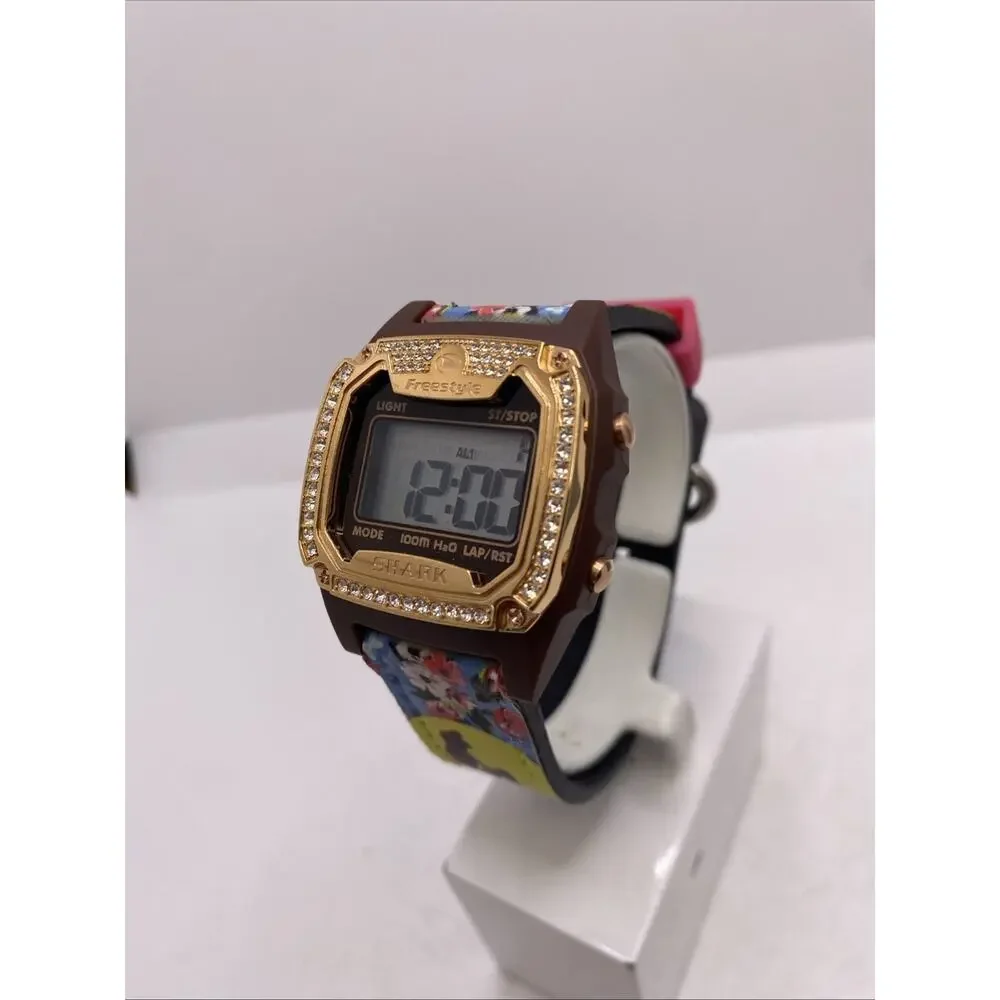 Freestyle Shark Rosegold Rhinestone Mermaid Flora Band Surfing Watch New Battery